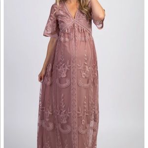 PinkBlush Maternity Light Pink Lace Overlay Dress